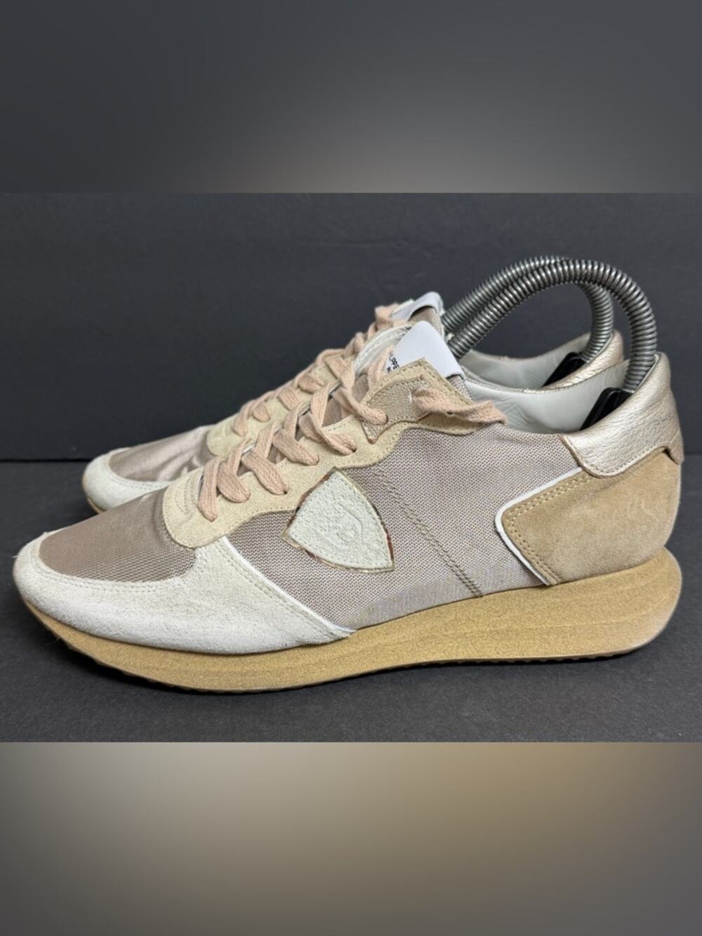 Philippe Model Paris Women’s Trpx Low-Top Sneakers in Suede & Leather Gold EU 39
